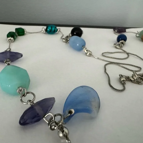 22" Lane Bryant glass bead silver tone necklace - Picture 7 of 11